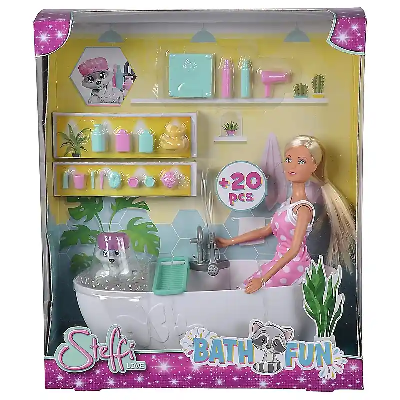Exkluzív ajánlat Simba Steffi Love Bath Fun baba fürdőkáddal, mosómedvével és kiegészítőkkel 29 cm (105733589)