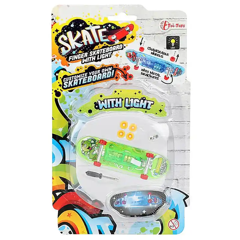 Toi-Toys ujjgördeszka világítással, pót kerekekkel és csavarhúzóval többféle 8 cm (35651Z) Korlátozott ajánlat