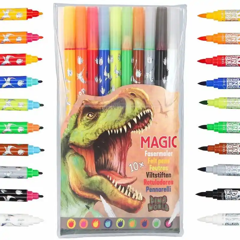 Top model Dino World Magic kétszínű filctoll készlet 10 db-os (167896) Szuper akció