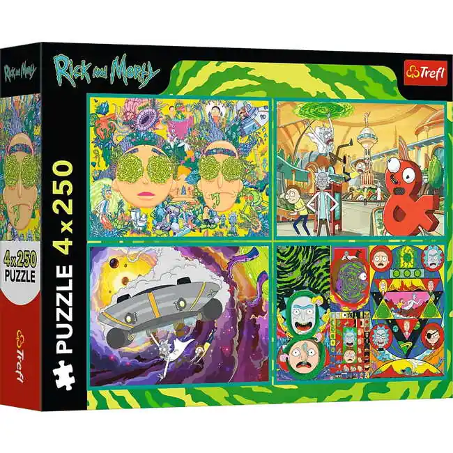 Trefl 4 x 250 db-os puzzle - Rick és Morty (13338) Olcsóbb