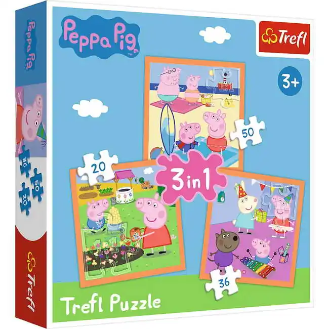 Nézd meg most Trefl Peppa malac - A leleményes Peppa 3in1 20,36,50 db-os (34852)