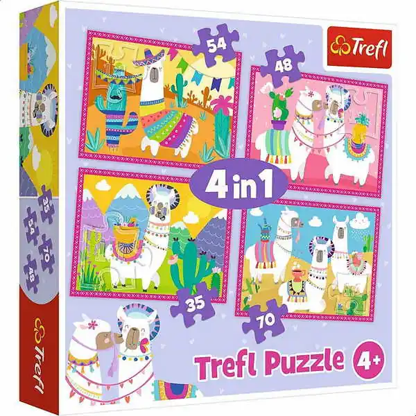 Azonnali szállítás Trefl Puzzle 4in1 Nyaraló lámák (343229)