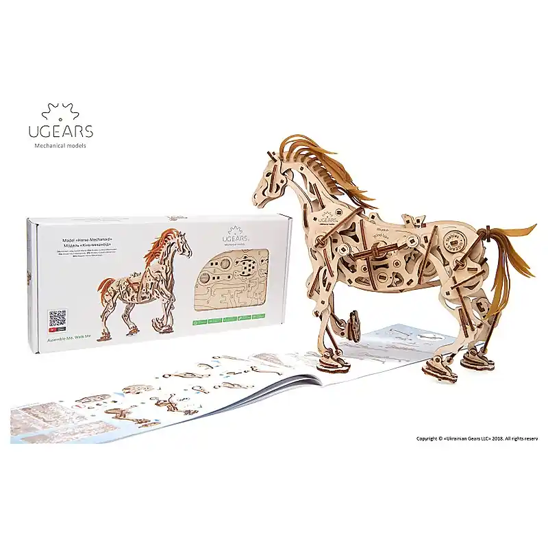 Ugears Horse-Mechanoid mechanikus fa 3D puzzle ló 410 db-os (120884) Szezonális akció