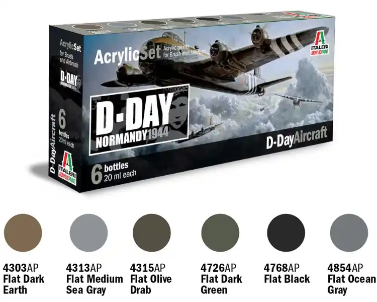 Kiárusítás Italeri Acrylic szett D-DAY AIRCRAFT (445AP) festék