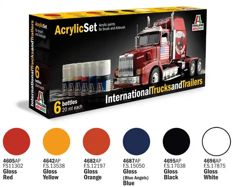 Akciós ár Italeri Acrylic szett INTERNATIONAL TRUCKS TRAILERS (435AP) festék