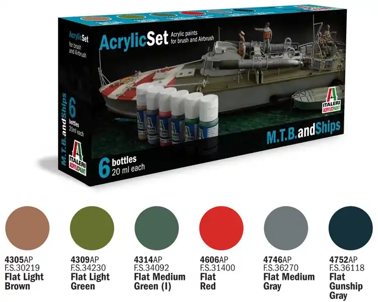 Rendeld meg most Italeri Acrylic szett M.T.B. and SHIPS (434AP) festék