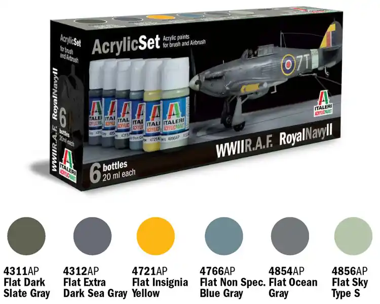 Szezonális akció Italeri Acrylic szett R.A.F. / ROYAL NAVY II (444AP) festék