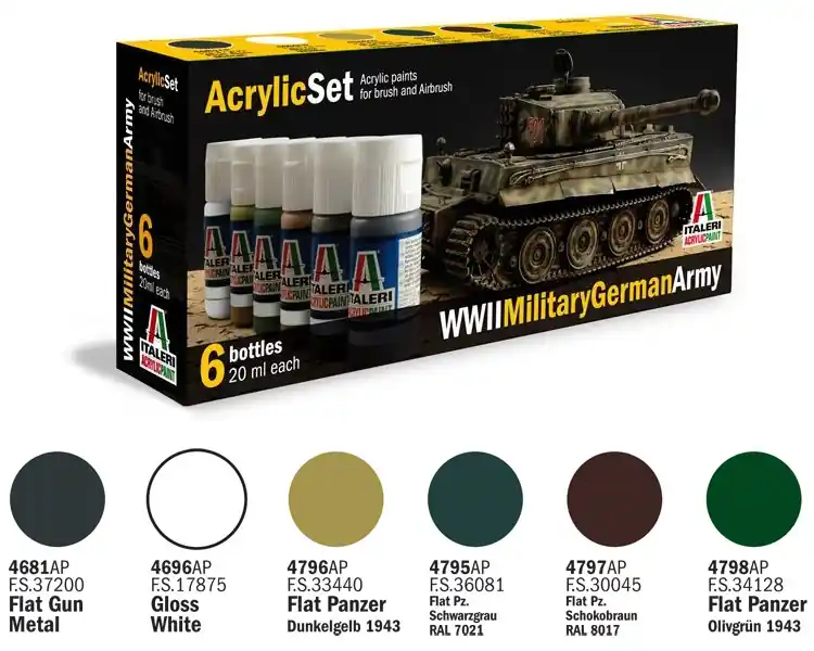 Legjobb ár Italeri Acrylic szett WWII MILITARY GERMAN ARMY (433AP) festék