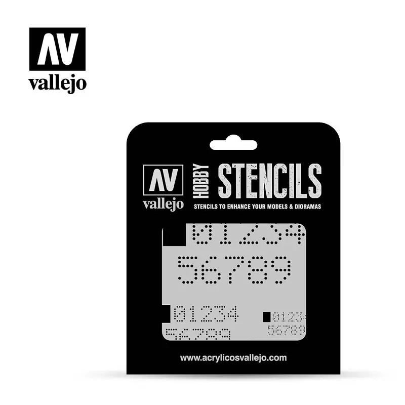 Újdonság Vallejo Stencil - Digital Numbers (ST-SF004)