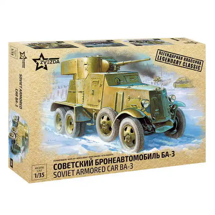 Kedvezményes ár Zvezda BA-3 Soviet Armored Car WWII 1 35 (3546) makett harcjármű