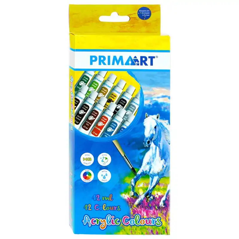Prima Art színes akril festék készlet 12 db-os (322823) Prémium