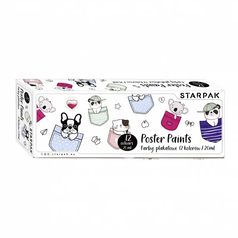 Gyors kiszállítás Starpak állatos plakát festék készlet 12 színnel 20 ml (492051)