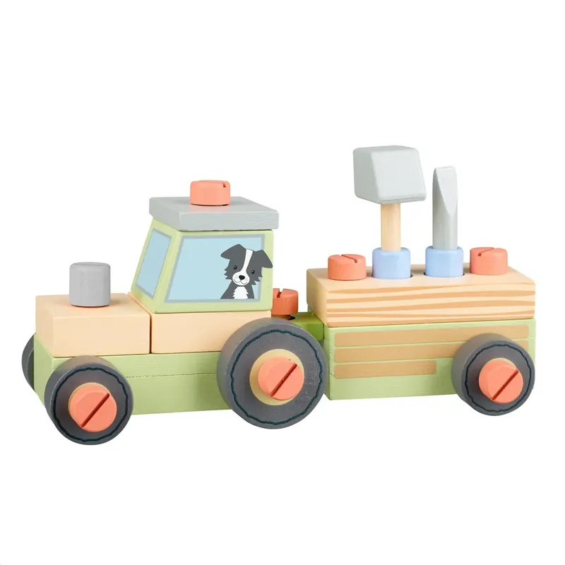 Alacsony ár Összeállítható fa traktor, Orange Tree Toys