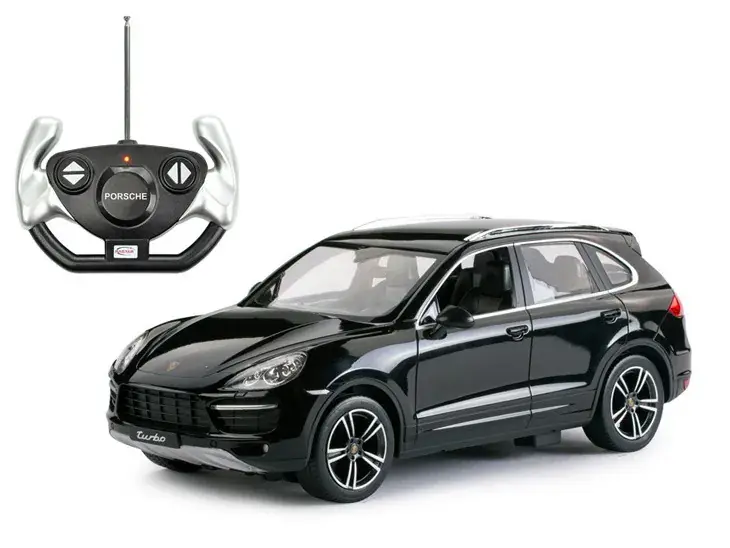 Alacsony ár MASINA CU TELECOMANDA PORSCHE CAYENNE TURBO NEGRU CU SCARA 1 LA 14