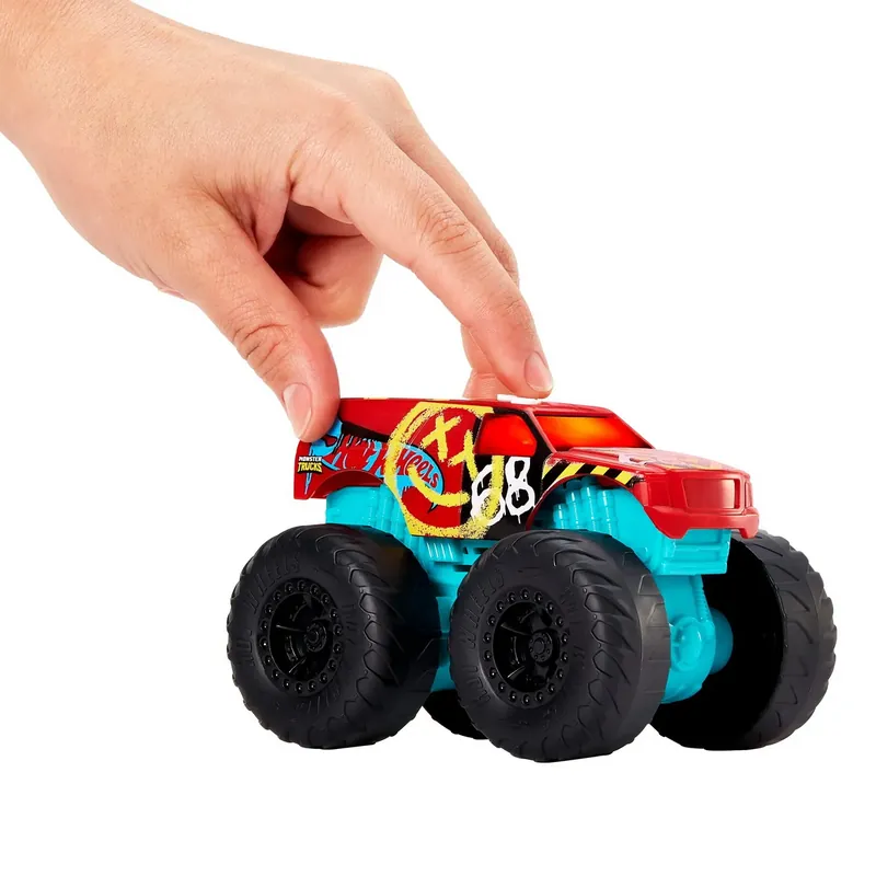 Újdonság HOT WHEELS MONSTER TRUCK ROARIN WRECKERS DEMO DERBY CU FUNCTII SI SUNETE SCARA 1 43