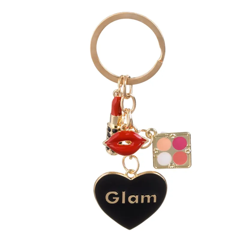 Arany színű kulcstartó fekete szívvel "Glam" nőknek 9cm Gyors szállítás