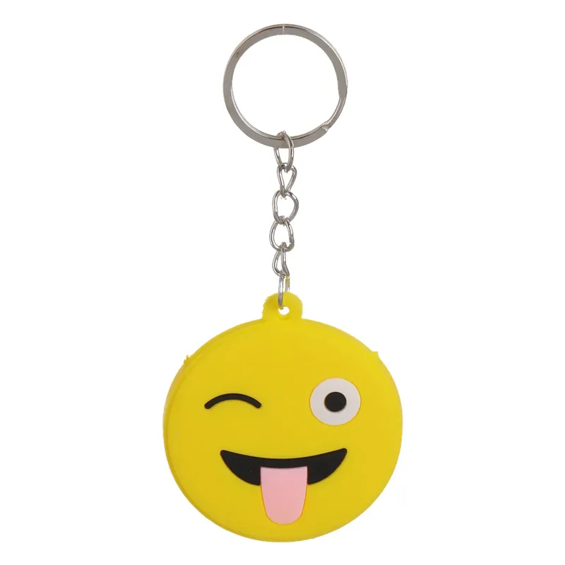 Emoji Mintás Sárga Kulcstartó Huzattal Ø5cm Expressz szállítás
