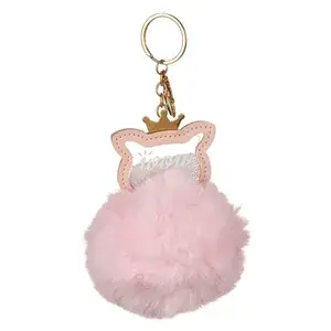 Legjobb ár Rózsaszín Pompon Malac Breloc Koronával 10cm