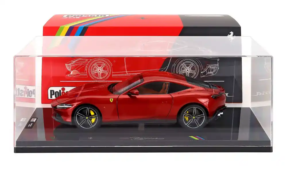 Ferrari Roma 2019 exkluzív sorszámozott kiadás vitrinnel Rosso Magma Bestseller