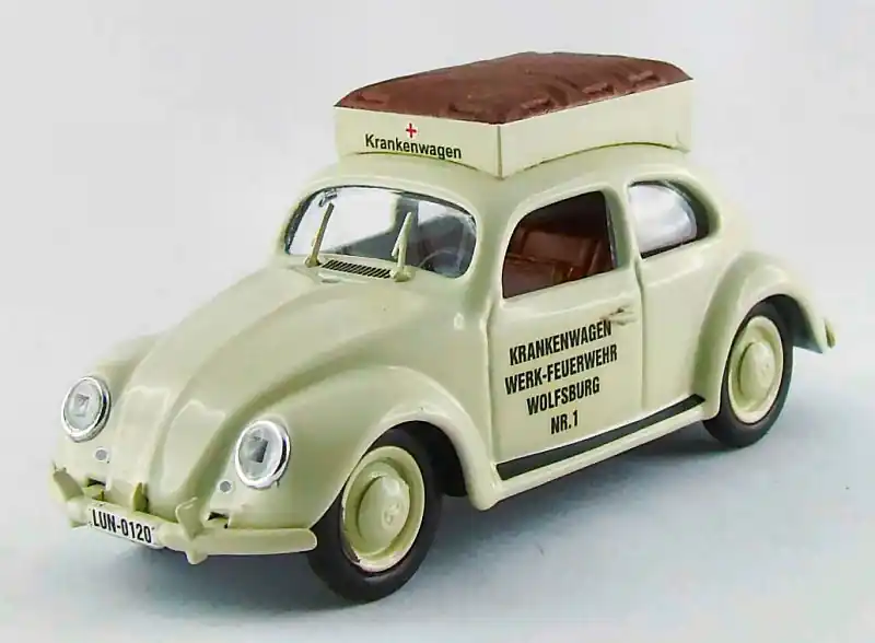 Volkswagen Bogár Krankenwagen Werk Feuerwehr Wolfsburg 1950 modellautó Szuper ajánlat