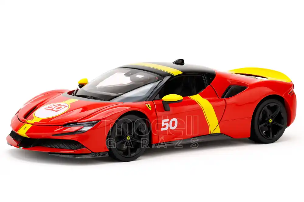 Ferrari SF90 Stradale Hybrid n.50 Le Mans festéssel + vitrin Biztonságos vásárlás