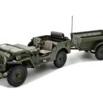 Jeep Willys modellautó + utánfutó - Hollandia Prémium