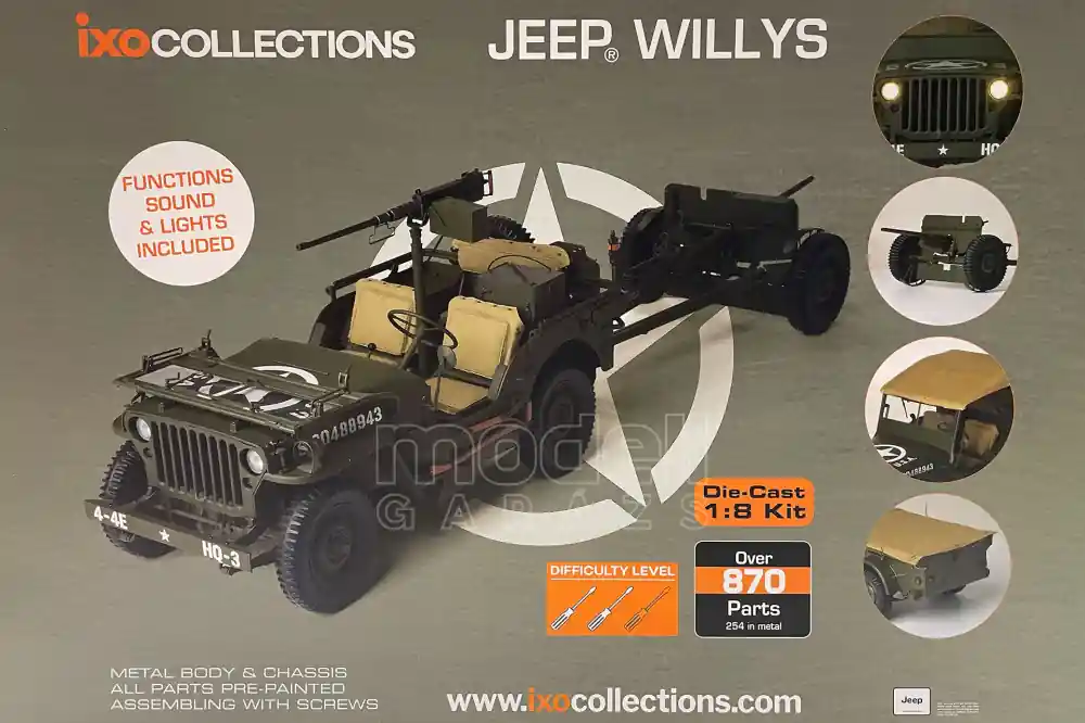 Rendeld meg most Willys Jeep 4x4 összeszerelhető fém modellautó