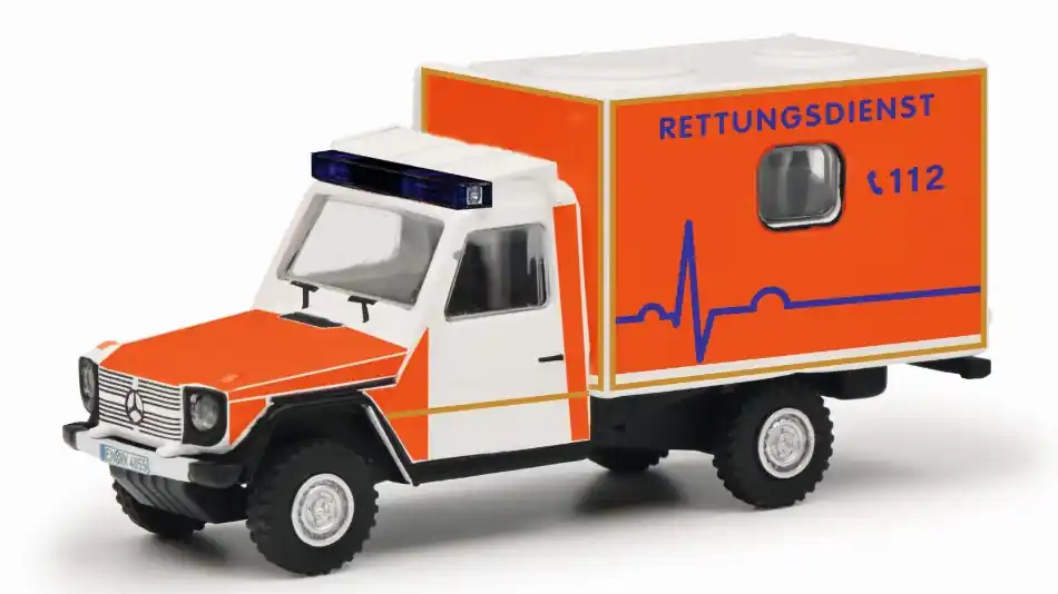 Exkluzív ajánlat Mercedes Benz G-osztály "Rettungsdienst" mentő modellautó