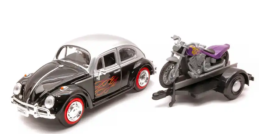 Volkswagen Bogár 1966 motorszállító utánfutóval és motorral Legnépszerűbb