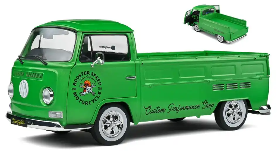 Volkswagen T2 Pick-up Rooster Speed Motorcycle Custom 1968 modellautó Bestseller