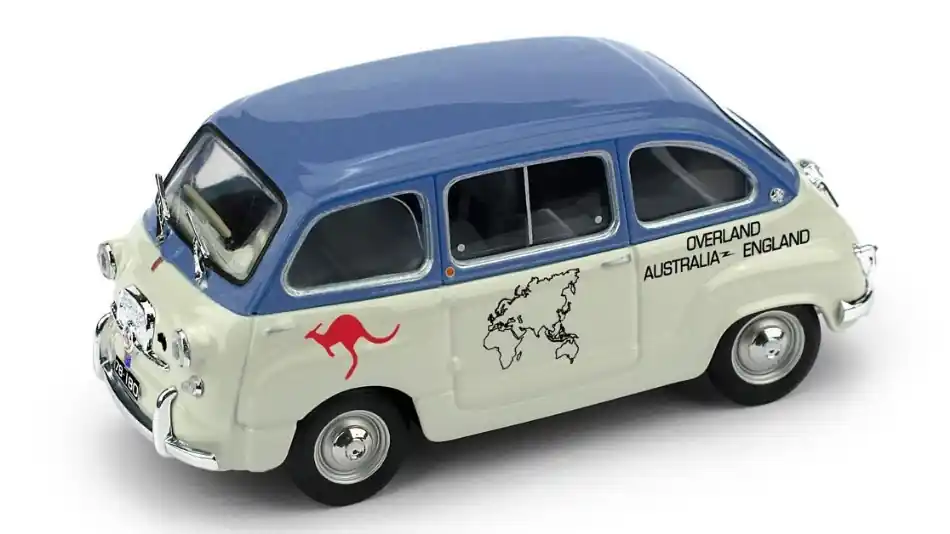 Fiat 600 D Multipla Australia - Inghilterra Overland 1969 modellautó Limitált 250 db. Gyors kiszállítás