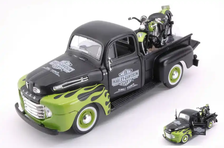 Ford F-1 Pick-up 1948 + Harley-Davidson FL Panhead 1948 modellautó Azonnali szállítás