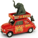 Bestseller Fiat 500 R két elefánt figurával 1972 - Circus Herman Renz modellautó