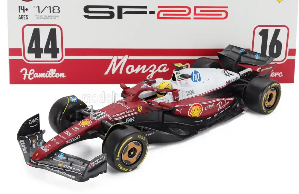 Ajánlat Ferrari F1 SF-25 44 Monza Italy GP 2025 L. Hamilton - Niki Lauda 50th anniversary world champion pilótával és vitrinnel – exkluzív kiadás Újdonság