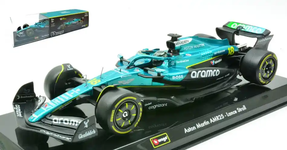 Aston Martin F1 AMR25 18 2025 L. Stroll pilótával és vitrinnel Ajánlat