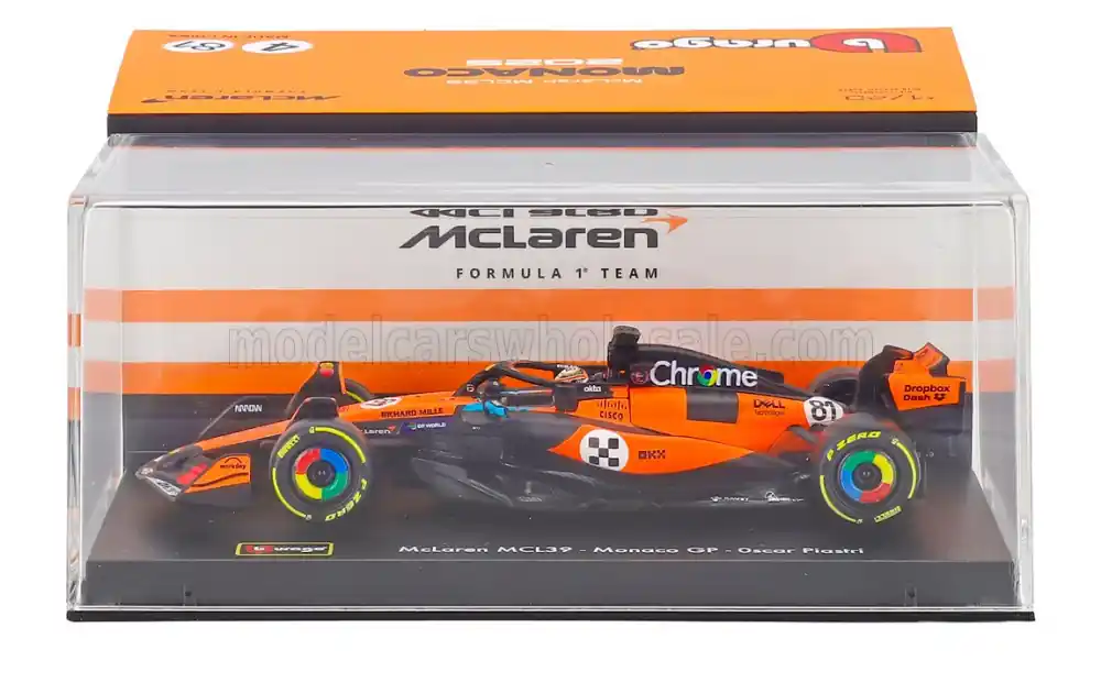 McLaren F1 MCL39 81 Monaco GP (3rd) 2025 O. Piastri pilótával és vitrinnel Gyors szállítás
