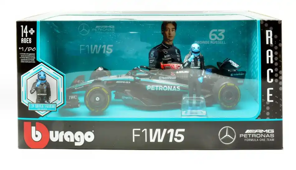 Azonnali szállítás Mercedes F1 W15 63 2024 G. Russell különálló pilótával