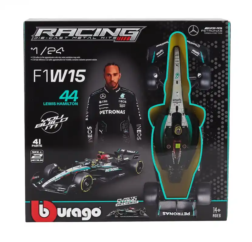 Olcsó Mercedes F1 W15 44 2024 L. Hamilton összeszerelhető modellautó pilótával