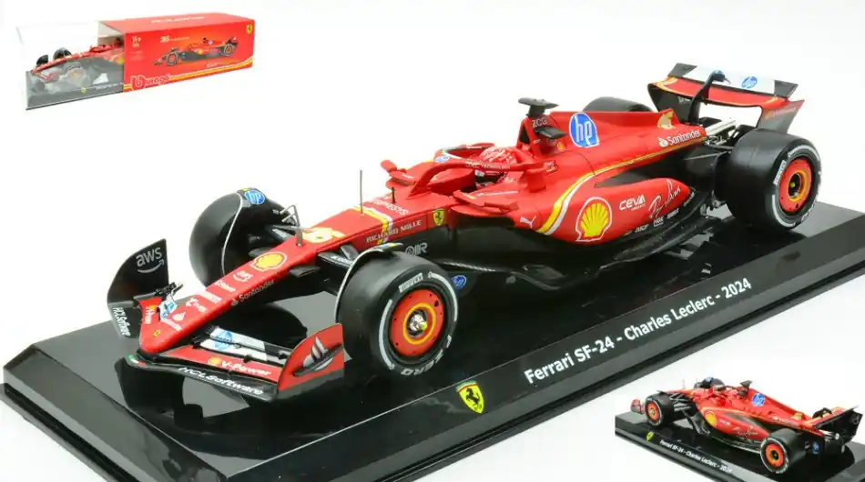 Ferrari F1 SF-24 16 2024 C. Leclerc vitrinnel és pilótával Nézd meg most