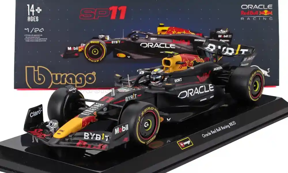 Red Bull F1 RB20 11 2024 S. Perez vitrinnel és pilótával Ne maradj le