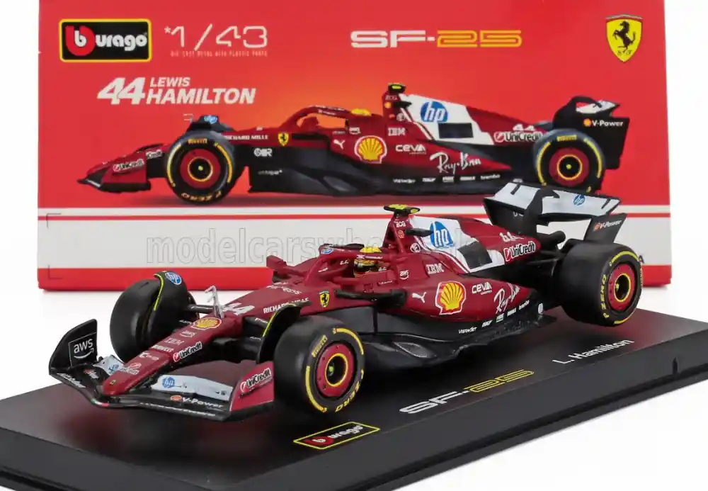 Ferrari F1 SF-25 44 2025 L. Hamilton vitrinnel és pilótával Legnépszerűbb