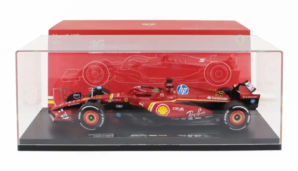 Ajánlat Ferrari F1 SF-24 16 Monza GP győztes 2024 C. Leclerc exkluzív kiadás vitrinnel