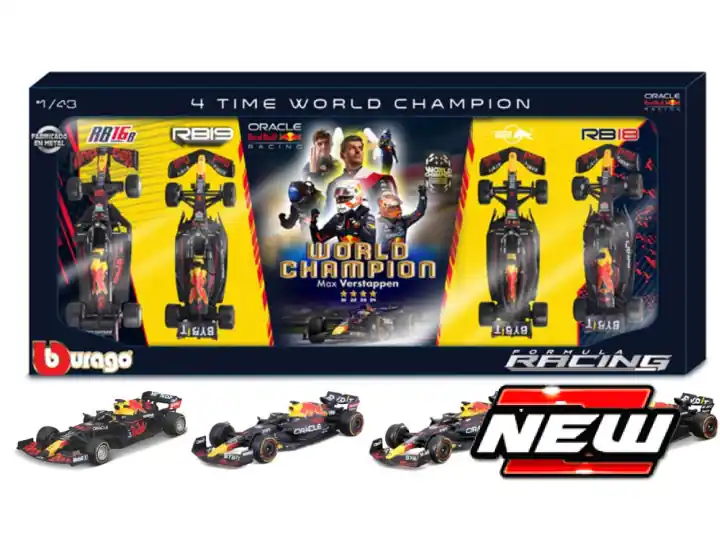 Olcsó Red Bull F1 Max Verstappen 4-es világbajnoki szett 2021-2022-2023-2024