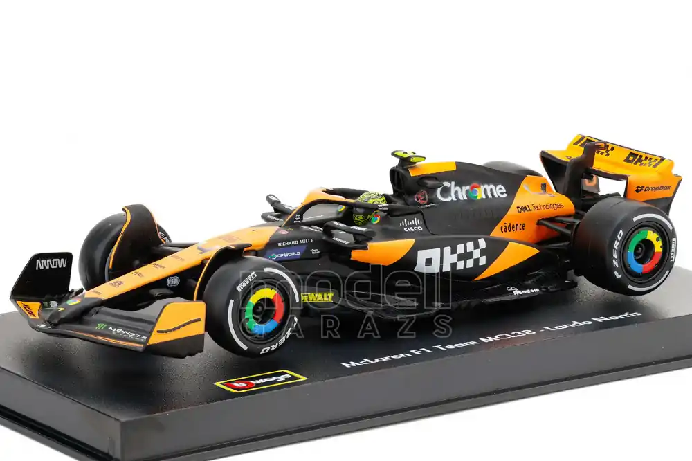 McLaren F1 MCL38 n.4 2024 L. Norris pilótával és vitrinnel Olcsó