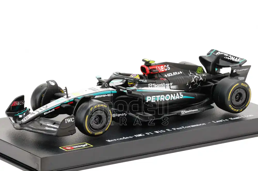 Expressz kézbesítés Mercedes F1 W15 E Performance n.44 2024 L. Hamilton pilótával és vitrinnel