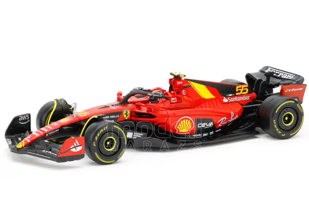 Ferrari F1 SF-23 n.55 Monza GP 2023 C. Sainz pilótával és vitrinnel Utolsó esély