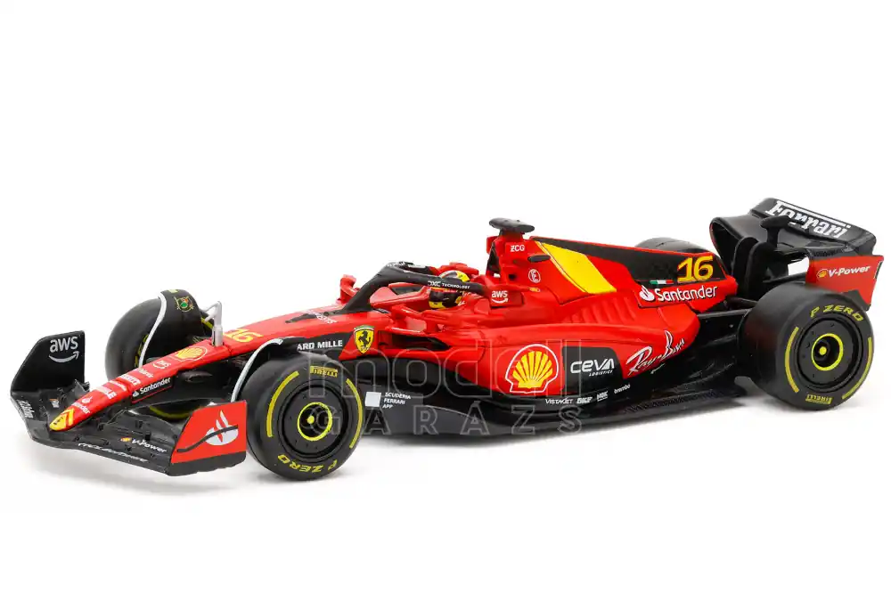 Szezonális akció Ferrari F1 SF-23 n.16 Monza GP 2023 C. Leclerc pilótával és vitrinnel