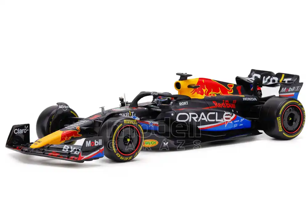 Árengedmény Red Bull F1 RB19 n.1 Austin USA GP 2023 M. Verstappen pilótával és vitrinnel