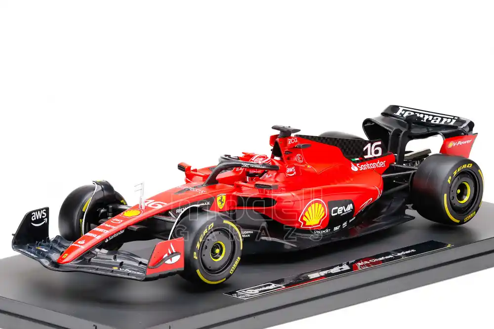 Ferrari F1 SF-23 n.16 2023 C. Leclerc exkluzív modell vitrinnel Expressz kézbesítés