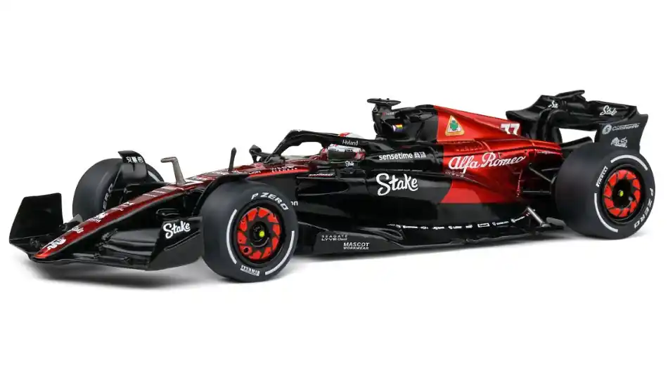 Alfa Romeo F1 C43 n.77 Bahrain GP 2023 V. Bottas vitrinnel és pilótával Biztonságos fizetés